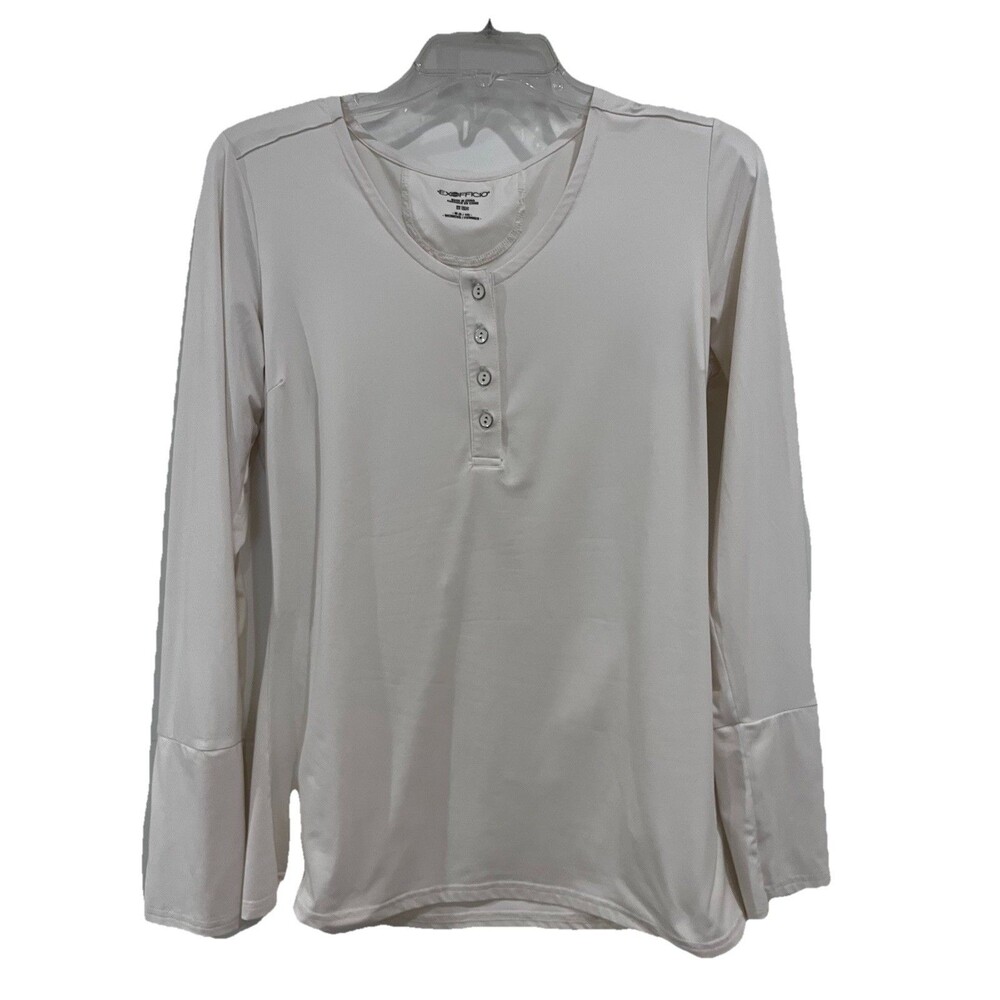 ExOfficio Women’s M Ivory White Long Sleeve Henley Performance Hiking Travel